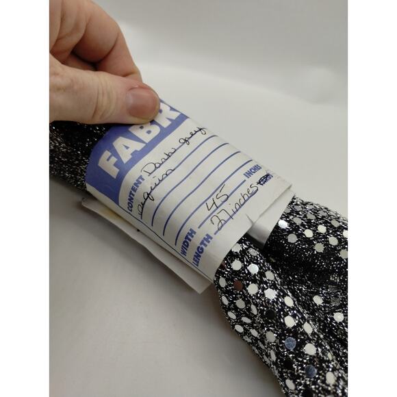 Dark Gray Fabric With Silver And Sequins - 45" Wide x 27" Long - Picture 1 of 5